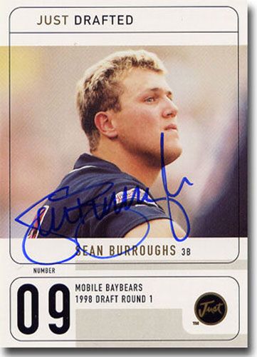 1999 Sean Burroughs Just Drafted Autograph Rookie Mint Auto RC #/100