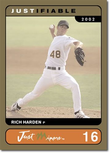 2002 Rare Insert Rich Harden GOLD Rookie RC #/1000