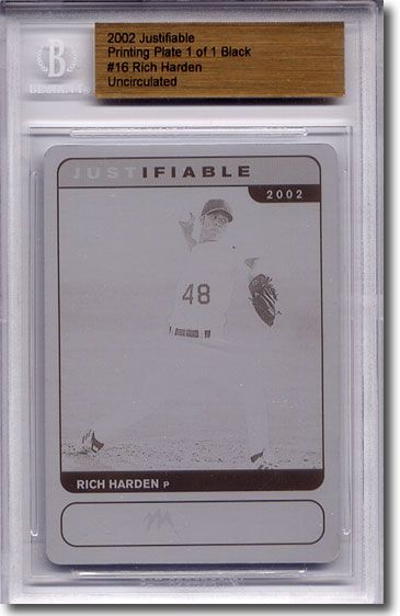 2002 Rich Harden Rookie Printing Press Plate BGS RC 1/1