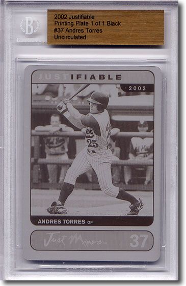 2002 Andres Torres Rookie Printing Press Plate BGS RC 1/1