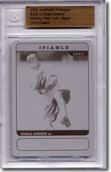 2002 Khalil Greene Prototype Rookie Printing Press Plate BGS RC 1/1