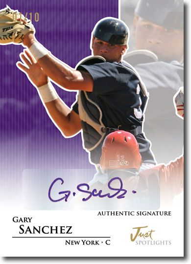 GARY SANCHEZ 2011 Just SPOTLIGHTS Rookie Autograph PURPLE Auto RC #/10