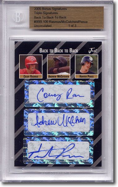COLBY RASMUS * ANDREW McCUTCHEN * HUNTER PENCE * Autograph Rookie Auto BGS 1/3
