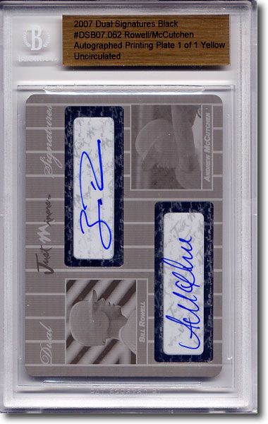 Bill Rowell * ANDREW McCUTCHEN Autograph Rookie Auto Plate BGS 1/1