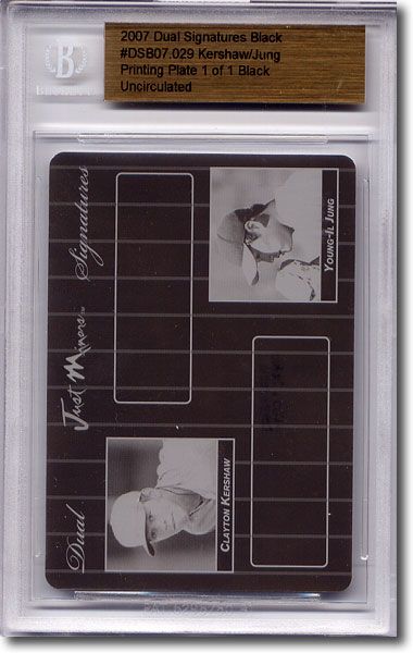 CLAYTON KERSHAW * Young Il Jung Rookie Printing Press Plate B G S 1/1