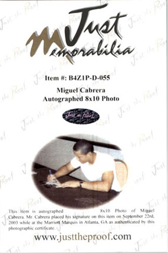 MIGUEL CABRERA 2002 Certified Autograph Rookie #1 Auto 8x10 Photo TIGERS