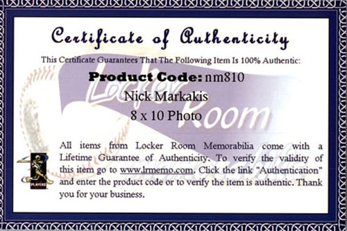 NICK MARKAKIS 2002 Certified Autograph Rookie #2 Auto 8x10 Photo BRAVES