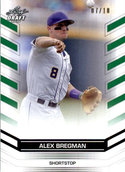 ALEX BREGMAN 2015 Leaf Draft Baseball GREEN REFRACTOR Rookie Card #/10