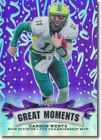 CARSON WENTZ 2016 Leaf Great Moments PURPLE Chrome Prism Refractor Rookie #/15