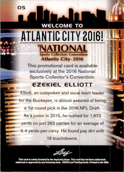 EZEKIEL ELLIOTT 2016 Leaf NSCC Booth Exclusive WHITE Rookie Card