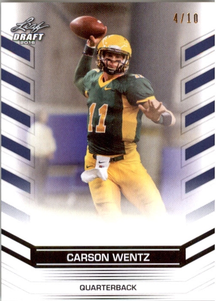 CARSON WENTZ 2016 Leaf Draft Exclusive Rookie BLUE Card #/10