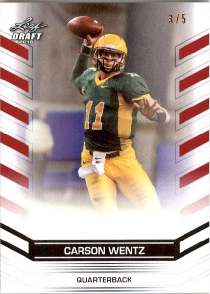 CARSON WENTZ 2016 Leaf Draft Exclusive Rookie RED Card #/5