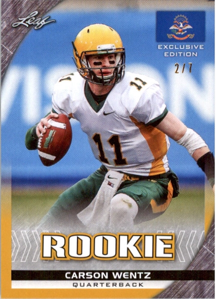 CARSON WENTZ 2016 Leaf Rookies NSCC Exclusive Rookie BLANK BACK PROOF #/7 rc