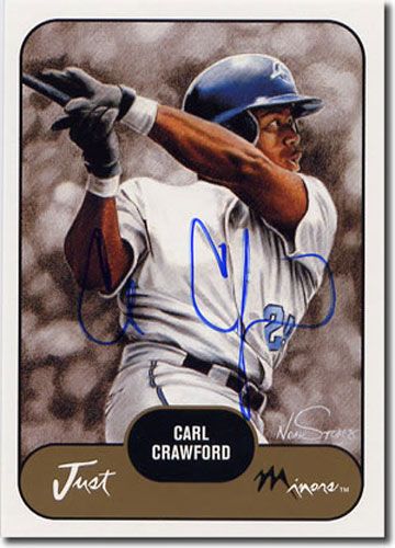 2002 Carl Crawford Rookie WHITE Short-Print Auto RC Mint DODGERS #/50