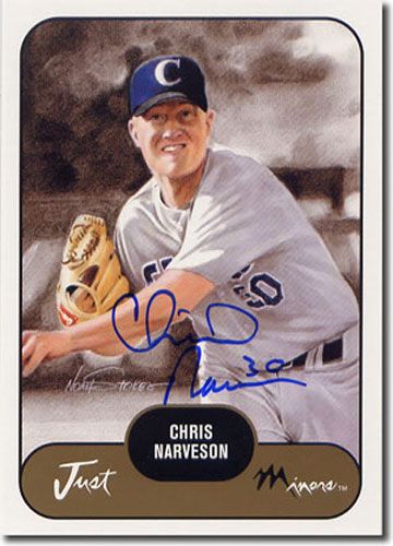 2002 Chris Narveson Rookie WHITE Short-Print Auto RC Mint #/200