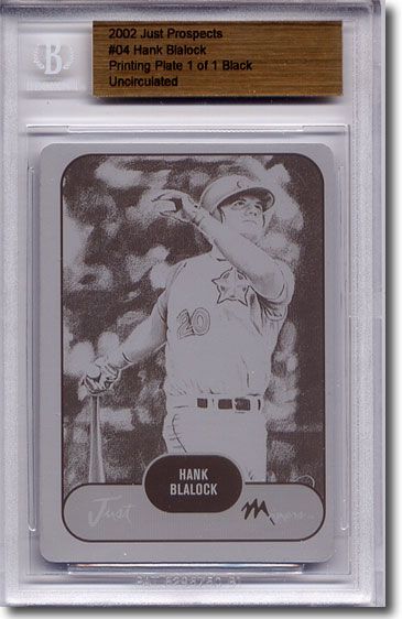 2002 Hank Blalock Rookie Printing Press Plate BGS RC 1/1