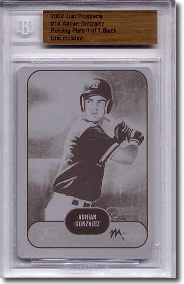 2002 ADRIAN GONZALEZ Rookie Printing Press Plate BGS RC 1/1