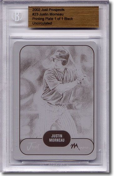 2002 Justin Morneau Rookie Printing Press Plate BGS RC 1/1