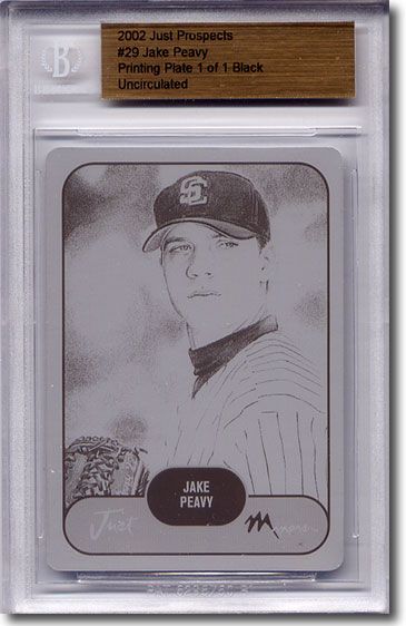 2002 Jake Peavy Rookie Printing Press Plate BGS RC 1/1