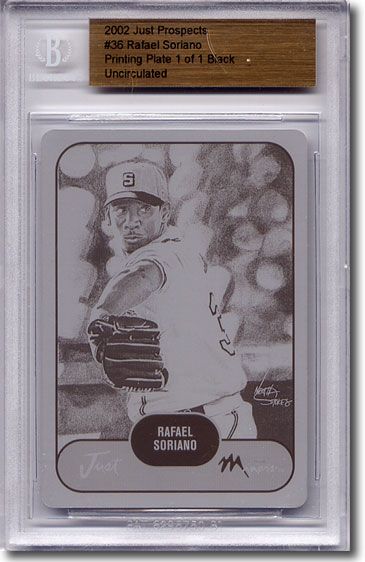 2002 Rafael Soriano Rookie Printing Press Plate BGS RC 1/1