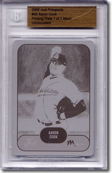 2002 Aaron Cook Rookie Printing Press Plate BGS RC 1/1