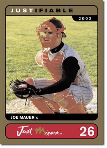 2002 Rare Insert JOE MAUER GOLD Rookie RC TWINS #/1000