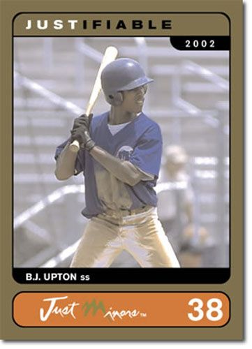 2002 Rare Insert B.J. Upton GOLD Rookie RC BRAVES #/1000