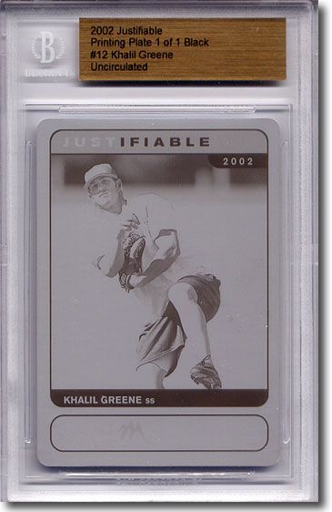 2002 Khalil Greene Rookie Printing Press Plate BGS RC 1/1