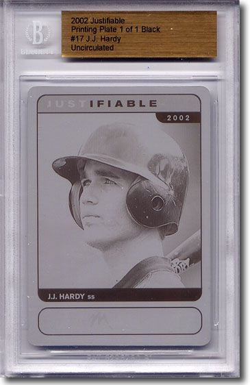 2002 J.J. Hardy Rookie Printing Press Plate BGS RC ORIOLES 1/1