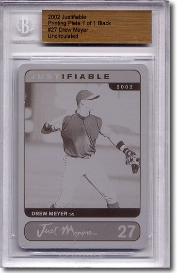 2002 Drew Meyer Rookie Printing Press Plate BGS RC 1/1
