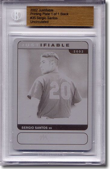 2002 Sergio Santos Rookie Printing Press Plate BGS RC 1/1