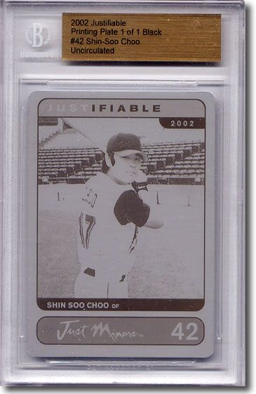2002 SHIN-SOO CHOO Rookie Printing Press Plate BGS RC RANGERS 1/1