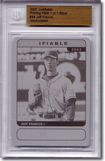 2002 Jeff Francis Rookie Printing Press Plate BGS RC 1/1