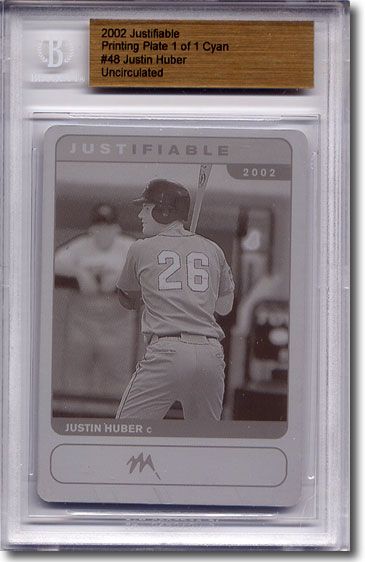 2002 Justin Huber Rookie Printing Press Plate BGS RC 1/1