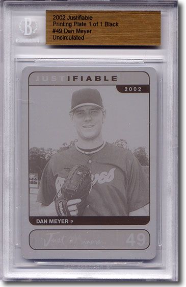 2002 Dan Meyer Rookie Printing Press Plate BGS RC 1/1