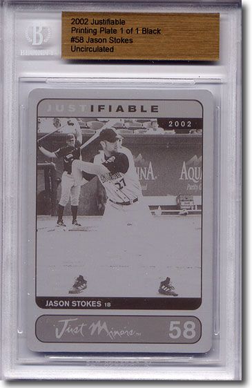 2002 Jason Stokes Rookie Printing Press Plate BGS RC 1/1