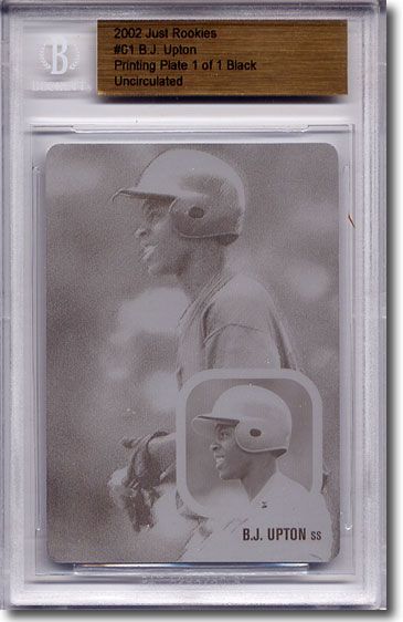 2002 B.J. Upton Rookie Press Plate RC BGS 1/1