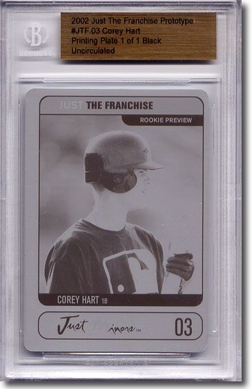 2002 Corey Hart Rookie Printing Press Plate RC BGS 1/1