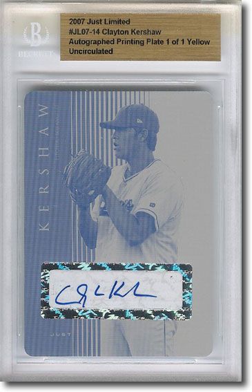2007 CLAYTON KERSHAW Rookie Autograph Printing Press Plate Auto BGS DODGERS 1/1