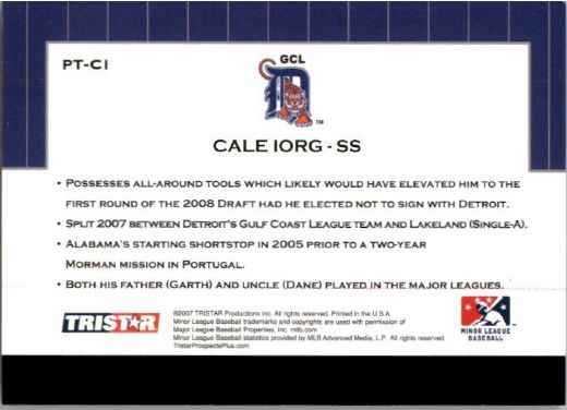 2007 CALE IORG TriStar Prospects Plus Rookie PROTENTIAL RC