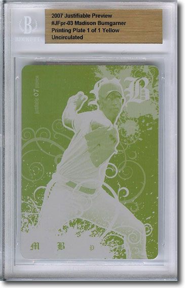 2007 MADISON BUMGARNER Rookie Printing Press Plate RC BGS 1/1