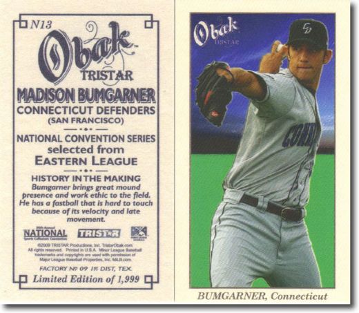2009 MADISON BUMGARNER Obak Update NATIONAL MINI Rookie SP Mint RC /1999