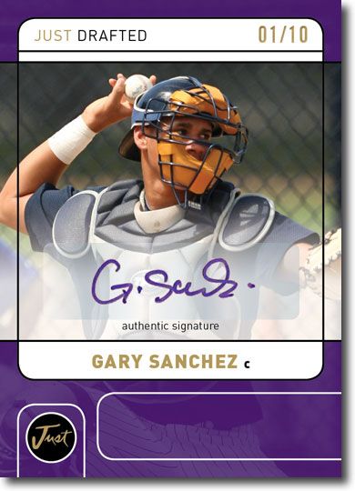 GARY SANCHEZ 2011 Just DRAFTED Rookie Autograph PURPLE Auto RC #/10