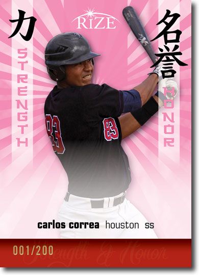 CARLOS CORREA 2012 Rize Rookie PINK Paragon STRENGTH & HONOR RC #/200