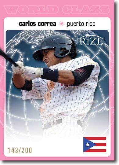 CARLOS CORREA 2012 Rize Rookie PINK Paragon WORLD CLASS RC #/200