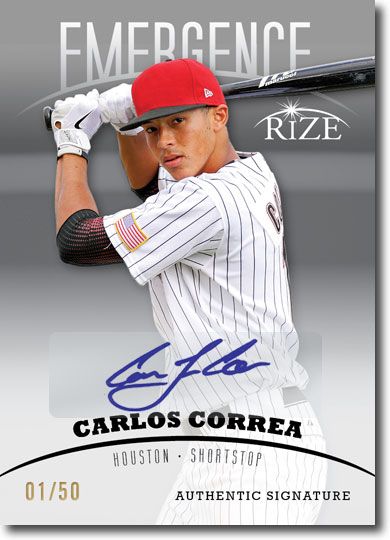 CARLOS CORREA 2012 Rize Rookie Autograph BLACK Auto EMERGENCE RC #/50