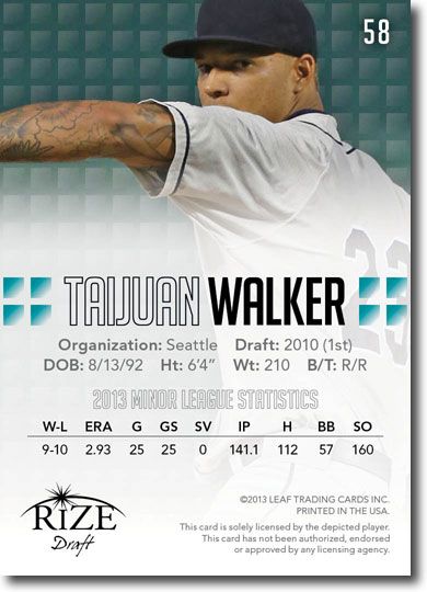 TAIJUAN WALKER 2013 Rize Draft Baseball Rookie Card RC