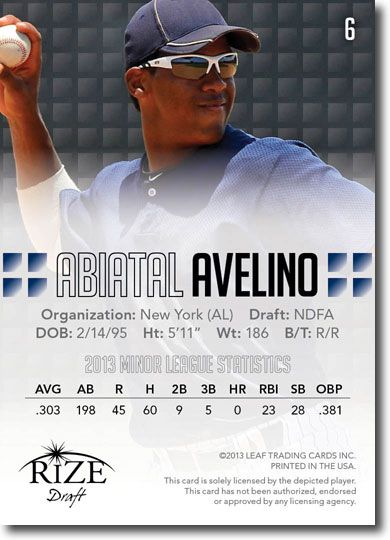 10-Ct Lot ABIATAL AVELINO 2013 Rize Baseball Rookies Draft RCs