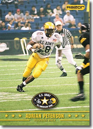2009 Adrian Peterson Razor / Leaf US Army All-American Football RC