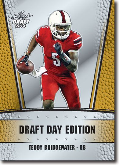 TEDDY BRIDGEWATER 2014 Leaf DRAFT 3-Card GOLD/ORANGE/BLUE VARIATION SET